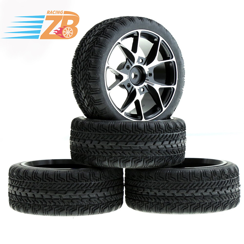 1/10 Alloy Wheels & Tires Set for Tamiya TT02 TT01E HPI RS4 Traxxas 4Tec