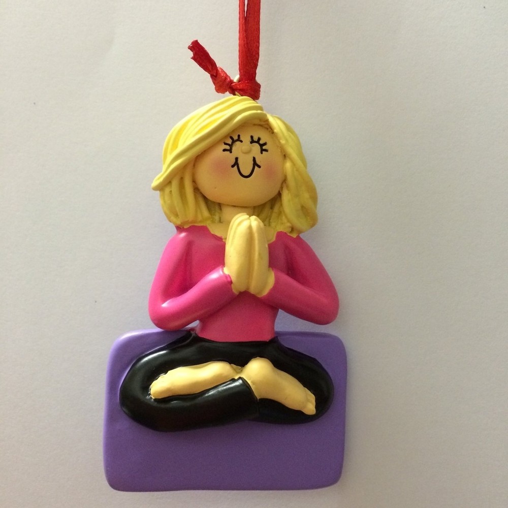 Personalized Blonde Yoga Girl Christmas Tree Decoration