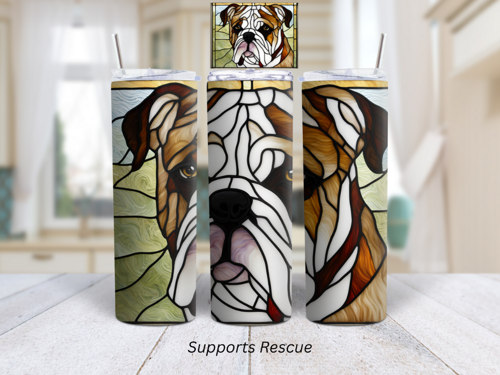 Stained Glass English Bulldog Vibrant 20 oz Stainless Steel Insulated Tumbler
