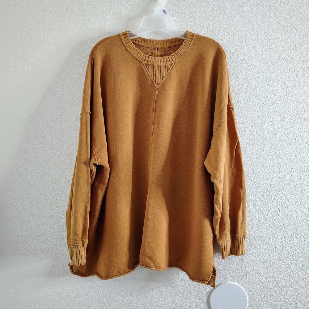 Aerie Oversized Sweatshirt Women's Size M/M Orange Crewneck Cozy Casual