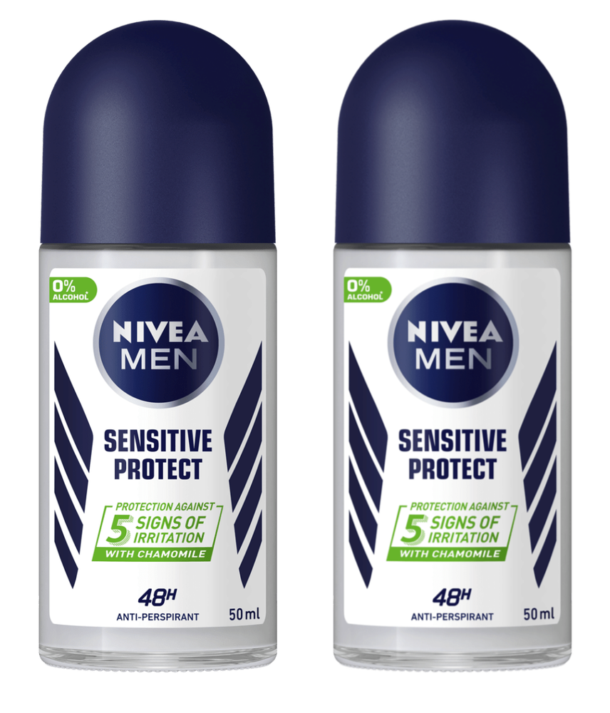 NIVEA Men Sensitive Protect Anti-Perspirant Deodorant Roll-On 50ml, Pack of 2