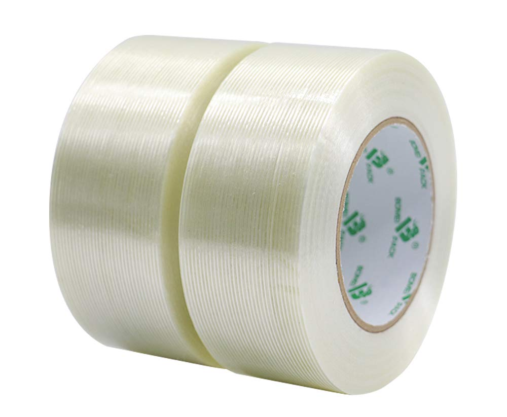 Heavy Duty 2 Inch x 60 Yards Reinforced Filament Strapping Tape 5.3 Mil