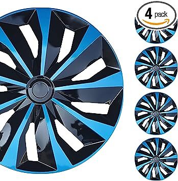 Black and Blue 4-Piece 17 Inch Universal Wheel Cover Hubcap Set