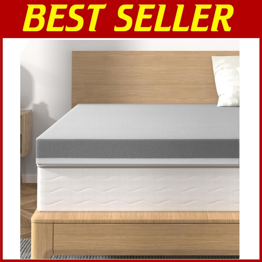 Cooling 4-Inch Twin Memory Foam Mattress Topper with Gel and Bamboo for Ergonomic Support