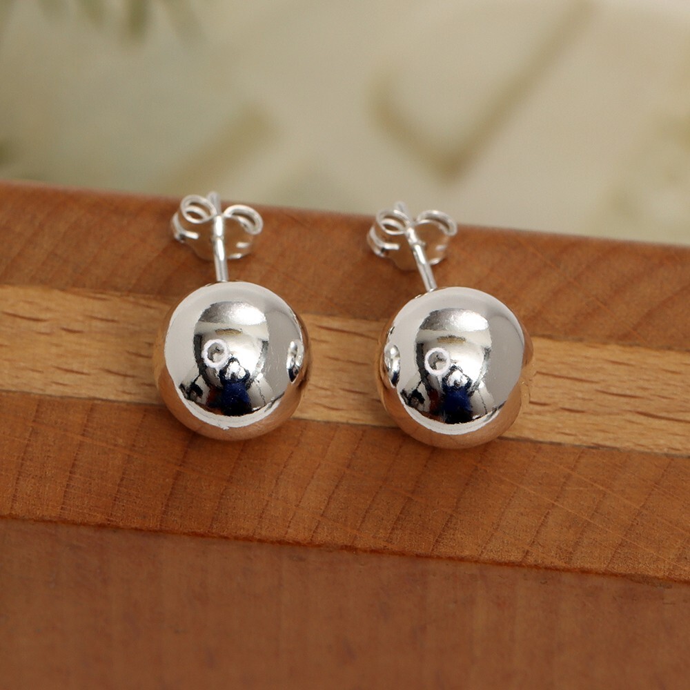 Lightweight 925 Sterling Silver Ball Post Stud Earrings for Women Cyber Monday Sale-image