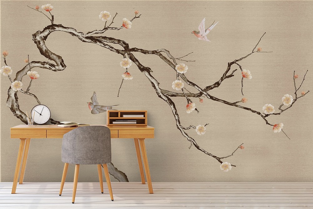 3D Chinese Style Flower Bird Painting Wall Murals Wallpaper Murals Wall Sticker