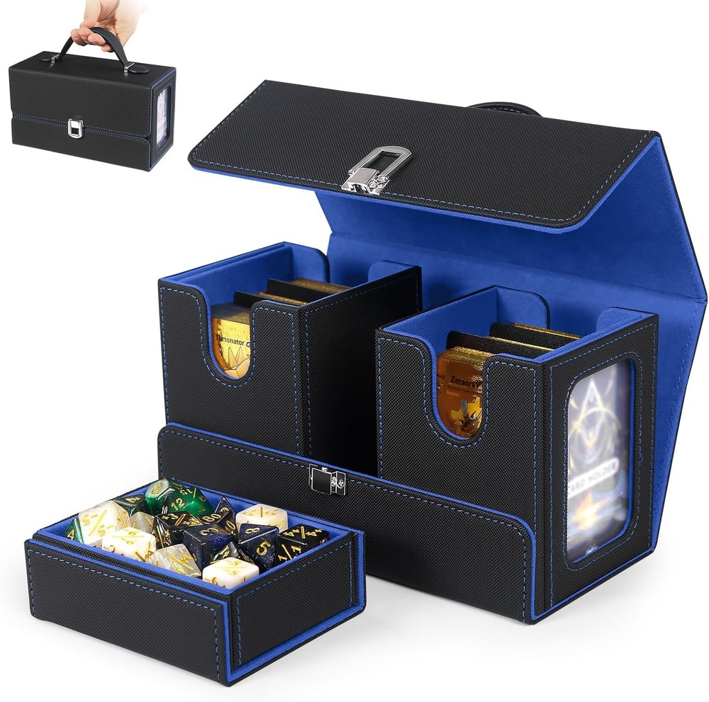 MTG Deck Box - Commander Deck Box Fits 200+ Double-Sleeved Cards, 3-in-1 Magneti