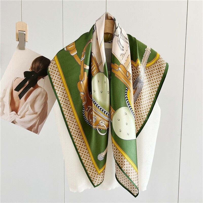 Green Mulberry Silk Square Scarf 35