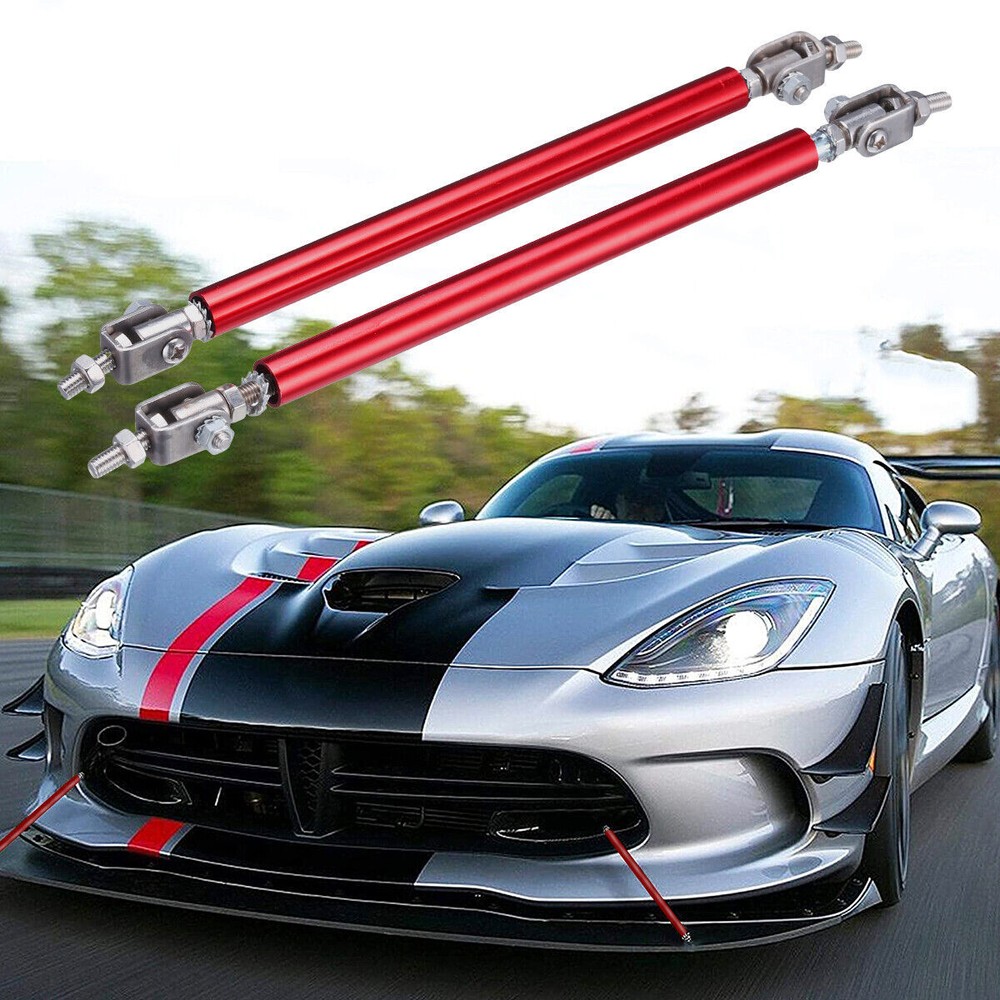 Red Adjust Lip Bumper Front Splitter Strut Tie Rod Support Bars For Honda 8