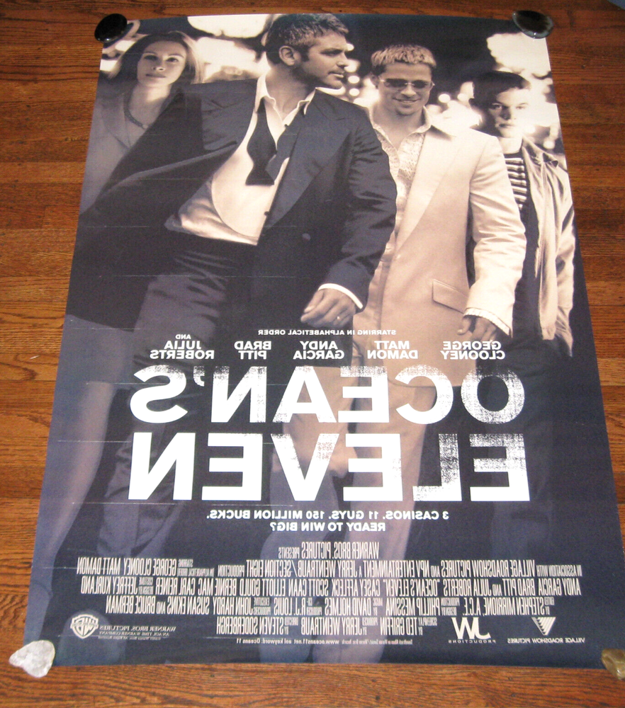 Clooney Pitt Ocean's Eleven 2001 Vintage Double-Sided Movie Poster-image