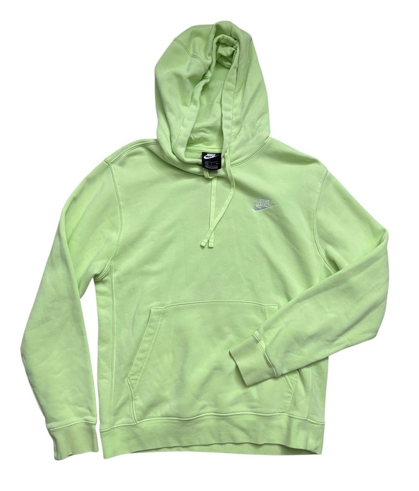 Nike Hoodie Mens Size Small Light Lime Green Sportswear Club Fleece Pullover