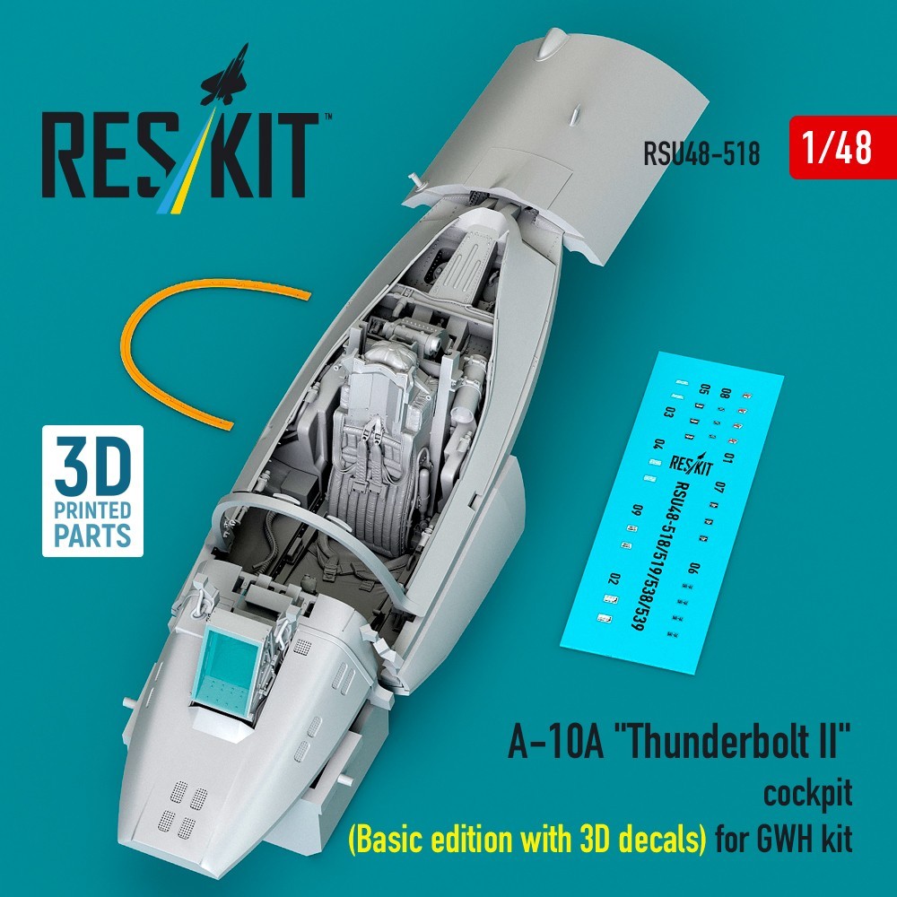 1/48 A-10A Basic Cockpit Resin Aircraft Upgrade with 3D Decals ResKit RSU48-0518