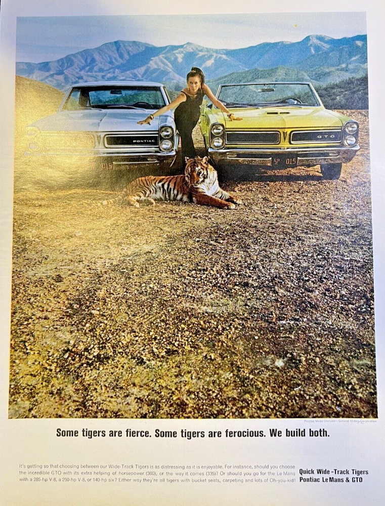 Magazine Advertisement 1965 Pontiac Le Mans & GTO Wide Track Tigers