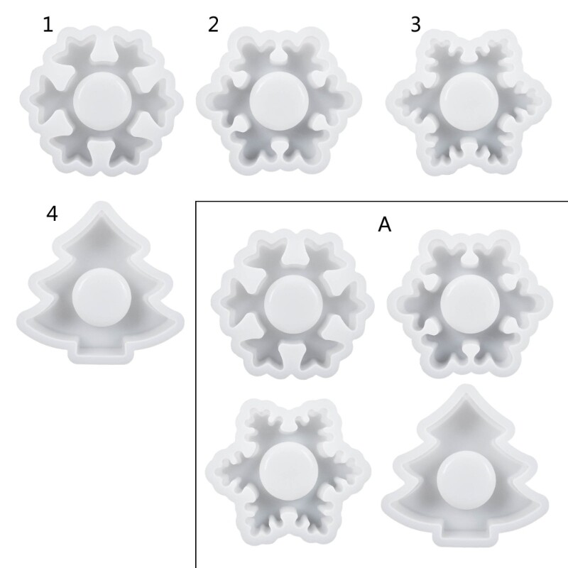 4-Piece Epoxy Resin Tealight Holder Silicone Mold Snowflake Design