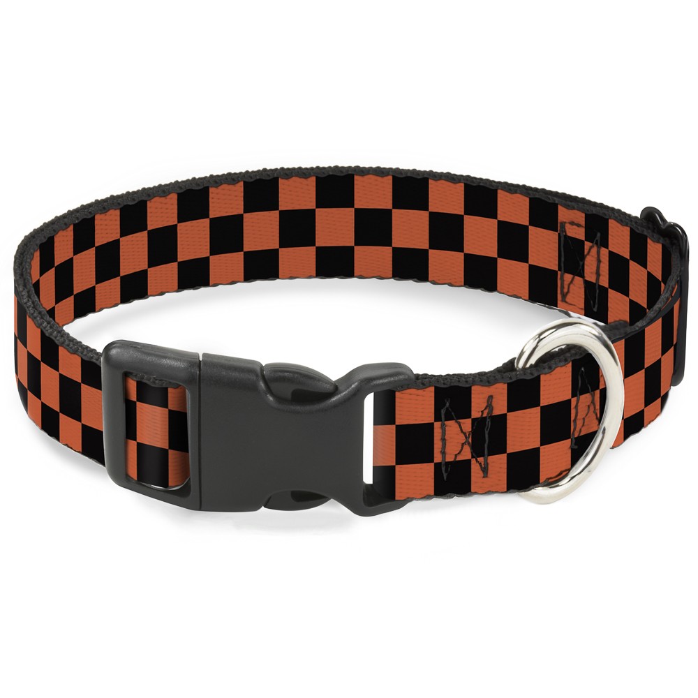 Plastic Clip Collar Checker Black/Orange NARROW-Medium 8.5-12
