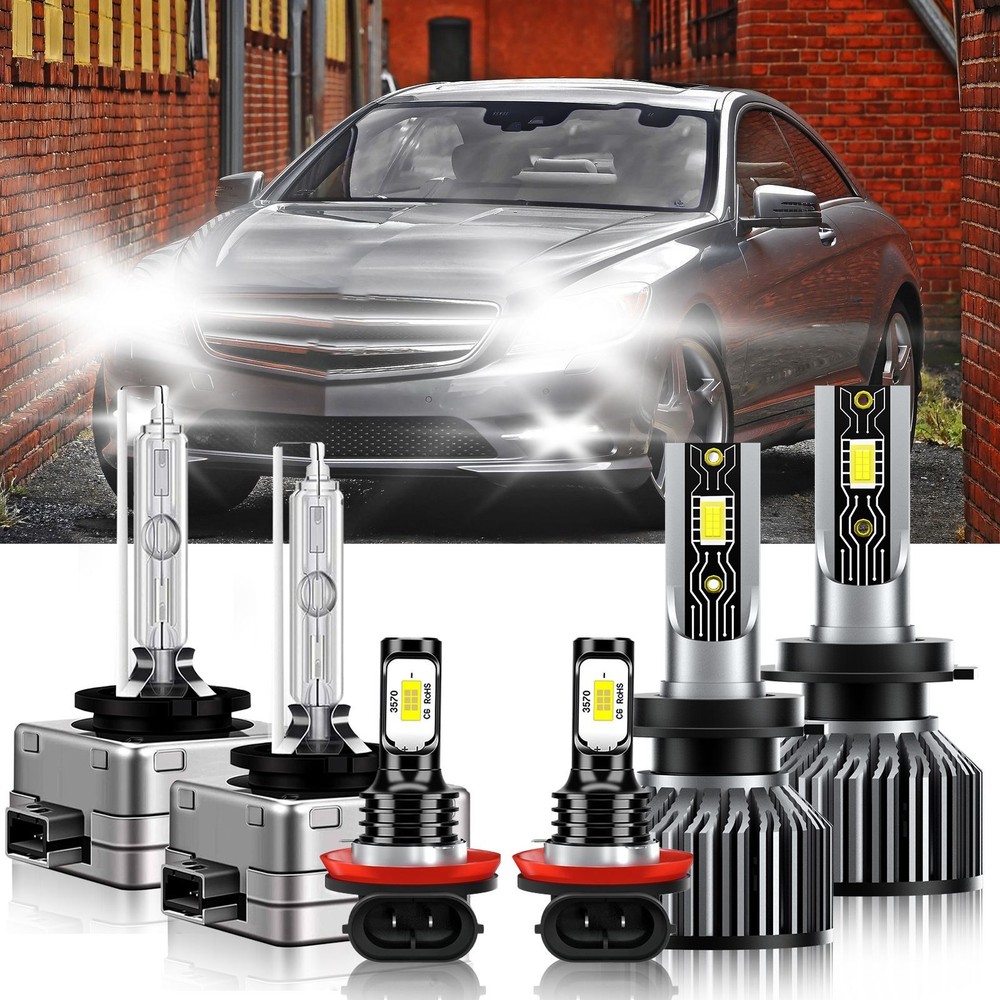For Mercedes-Benz CL550 2010-2010 LED Headlight Hi/Lo+Fog light Combo Bulb 6500K