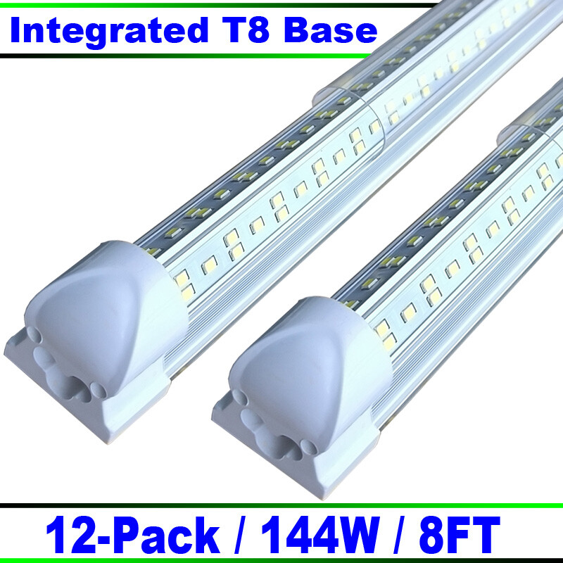 12/Pack 8Ft LED Tube Light 144W LED Shop Warehouse Light Fixture Garage Light