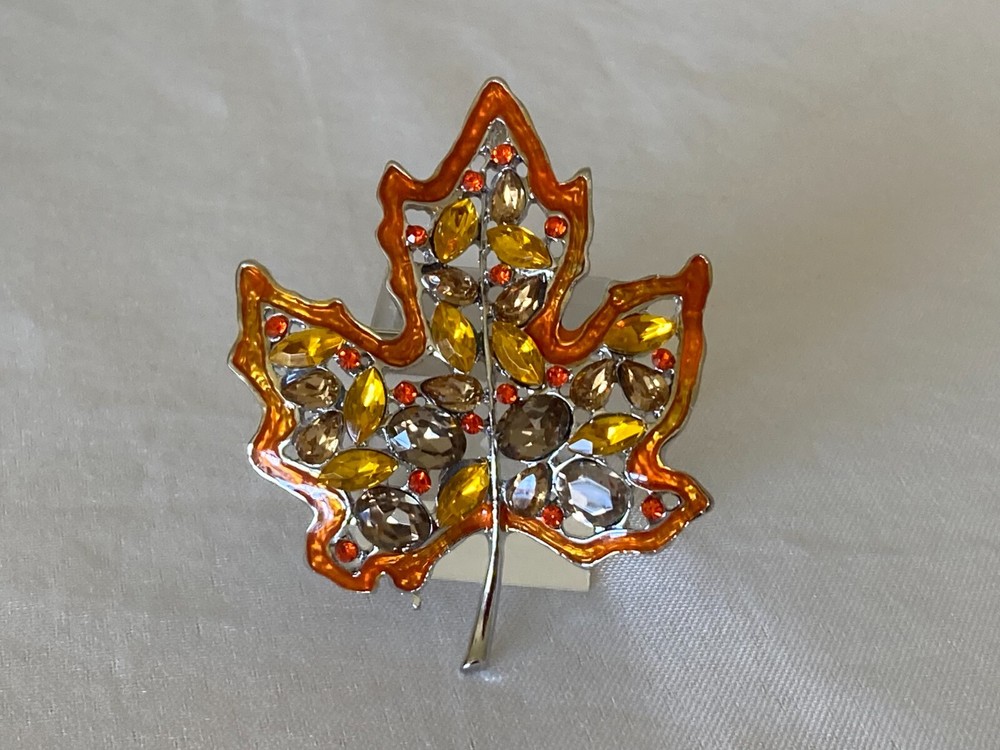 Seasonal Multicolor Rhinestone and Enamel Accented Silver Tone Brooch/Pendant-image