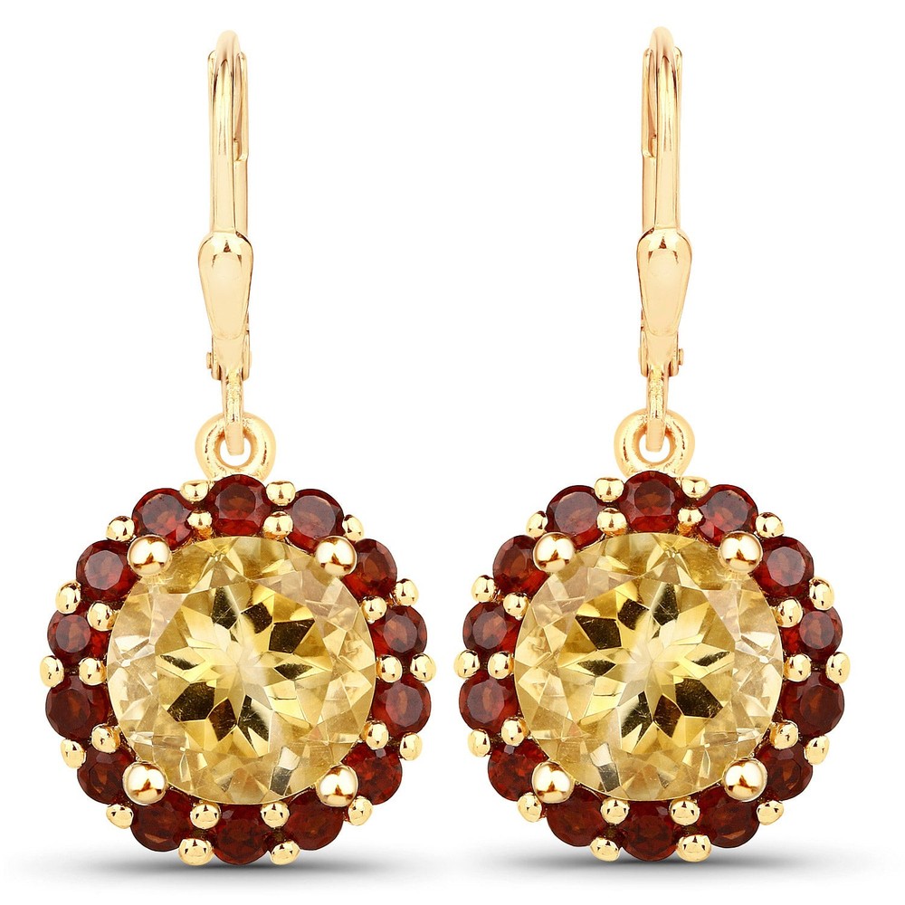 8.44ct Genuine Citrine & Garnet Sterling Silver Earrings