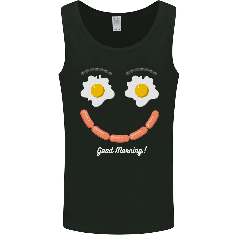 Happy Breakfast Face Funny Bacon Food Mens Vest Tank Top