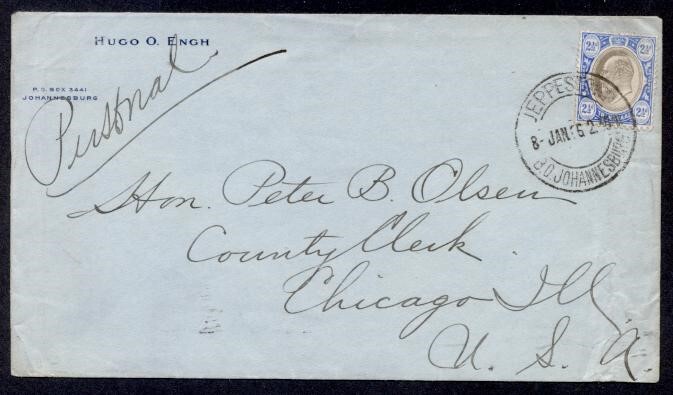 Transvaal 1906 Commercial Cover to USA
