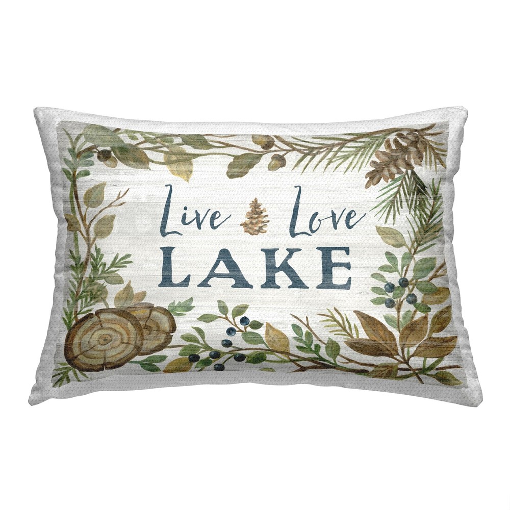 Live Love Lake Outdoor Pillow 14x20 Green Design Nature Print