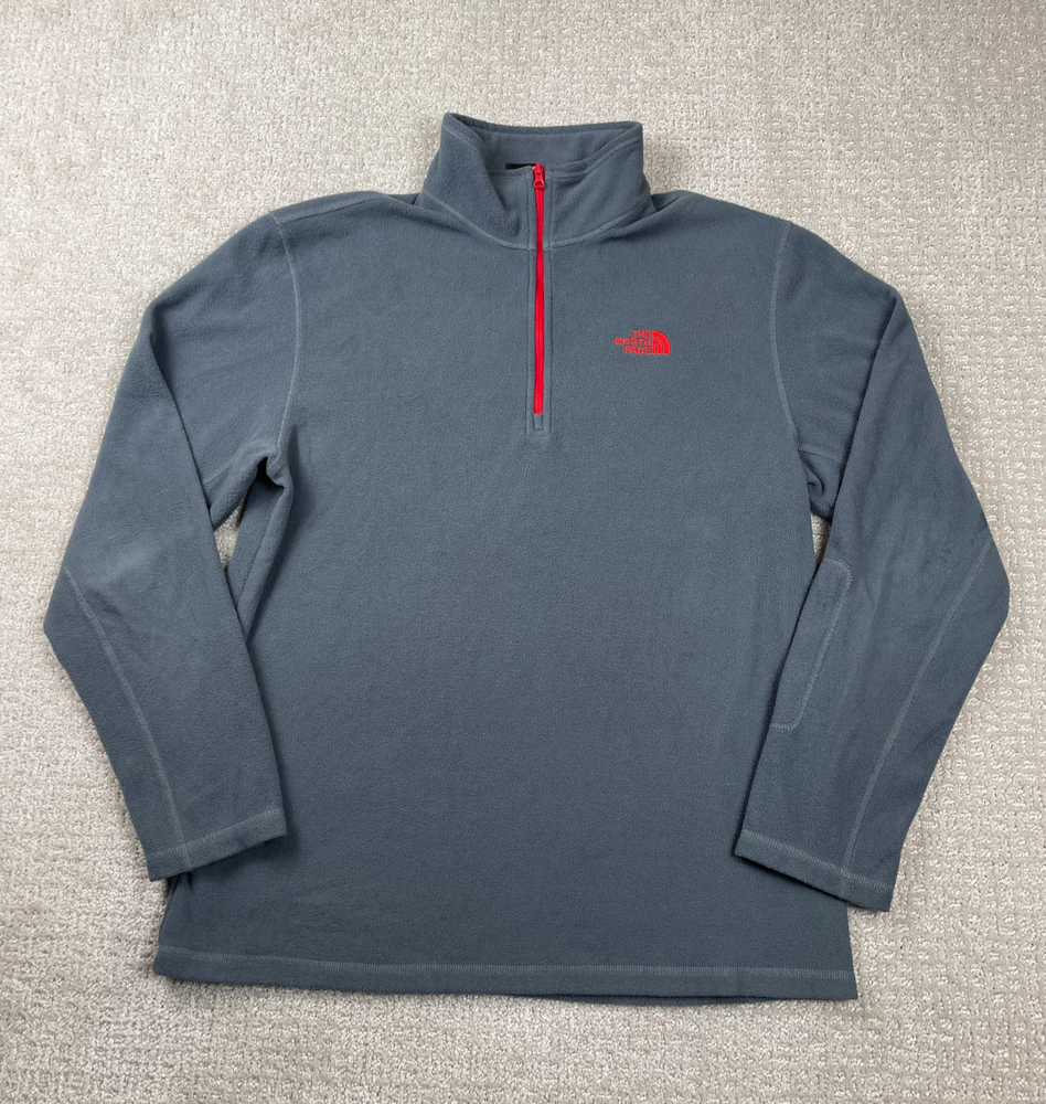 The North Face Jacket Mens M Gray Fleece 1/4 Zip Pullover Hiking Outdoors Layer