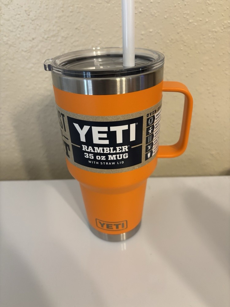 YETI Rambler 35oz Mug in Rare King Crab Orange with Straw Lid Limited Edition NWT