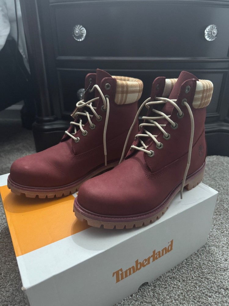 Timberland premium boots mens 9.5 dark red nubuck free shipping