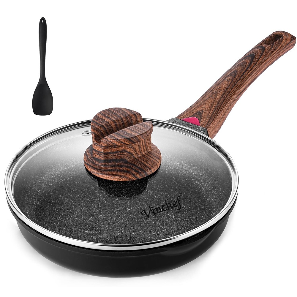 8-Inch Nonstick Frying Pan with Lid for All Stoves Including Induction