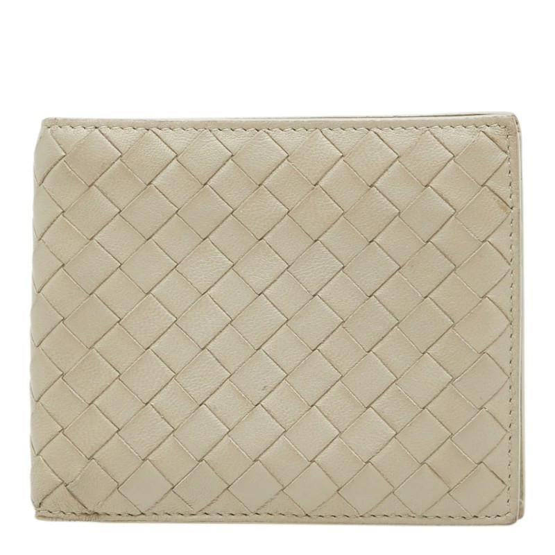 Bottega Veneta  Intrecciato Bifold Wallet Beige Leather Women's Wallet