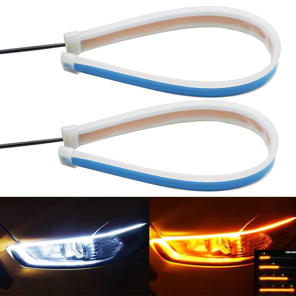 2PCS Flowing LED Car Styling Daytime Running Light Strip Headlight Accessories
