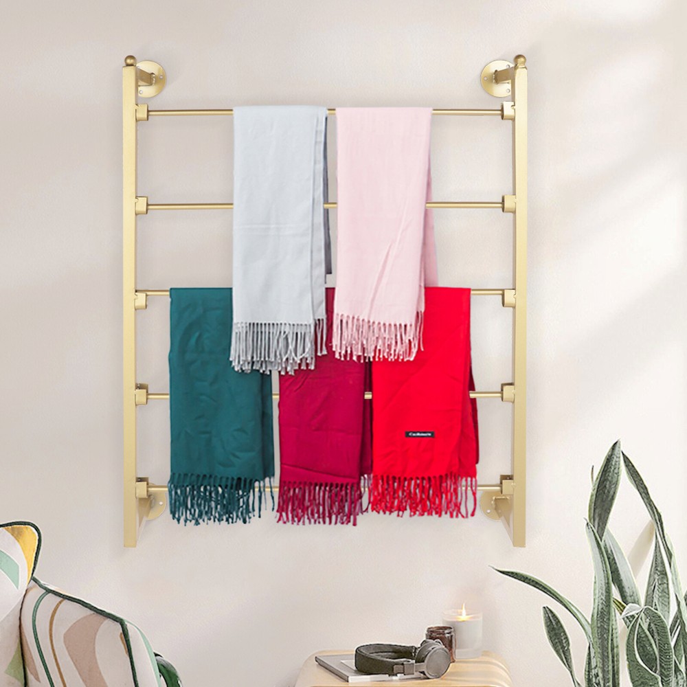 Elegant Gold Wall Mount Metal Scarf Organizer Hanging Rack USA Made