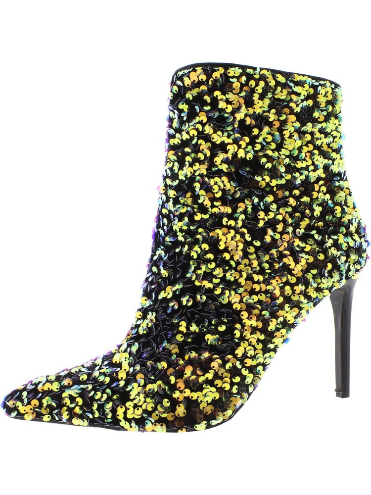 INC Womens Gold Sequined Arch Support Reisa Pointed Toe Stiletto Booties 6 M