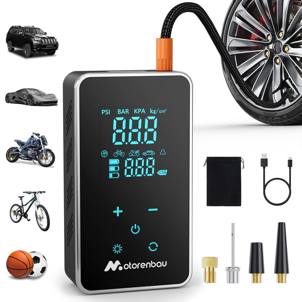 150PSI Cordless Portable Air Compressor for Car Tires 3X Faster Inflation