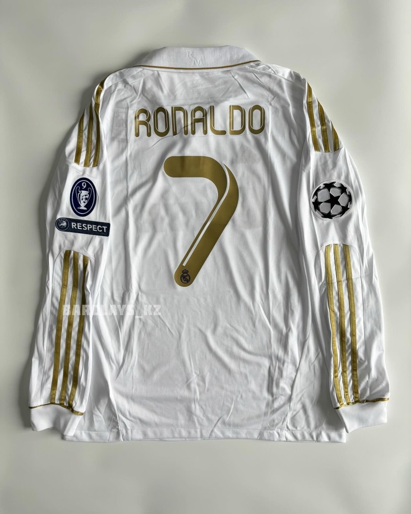 Cristiano Ronaldo Real Madrid 2011/2012 Home White Long Sleeve Soccer Jersey