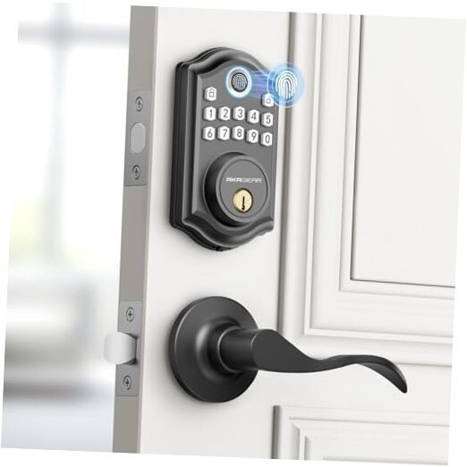 Smart Keyless Entry Door Lock with Fingerprint & 2 Lever Handles