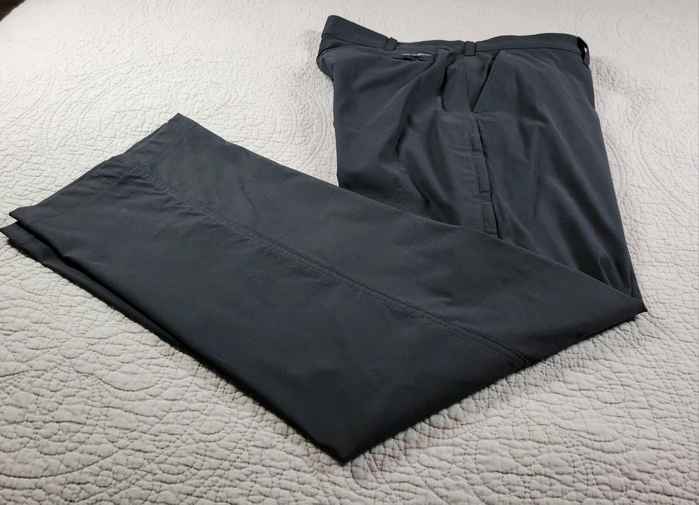 Eddie Bauer Travex Tech Pants Nylon Stretch Straight Leg BLACK Mens Sz 38X31.5