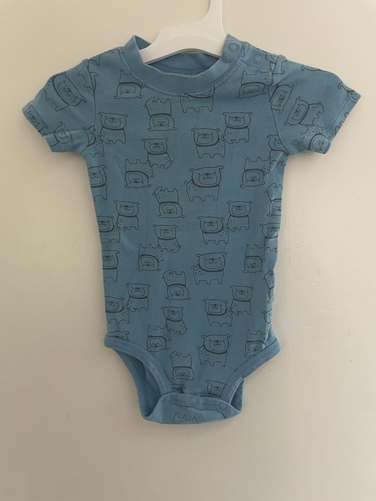 Carter's Baby Boys Cute Allover Dog Print Cotton Short Sleeve Bodysuit Blue 12M