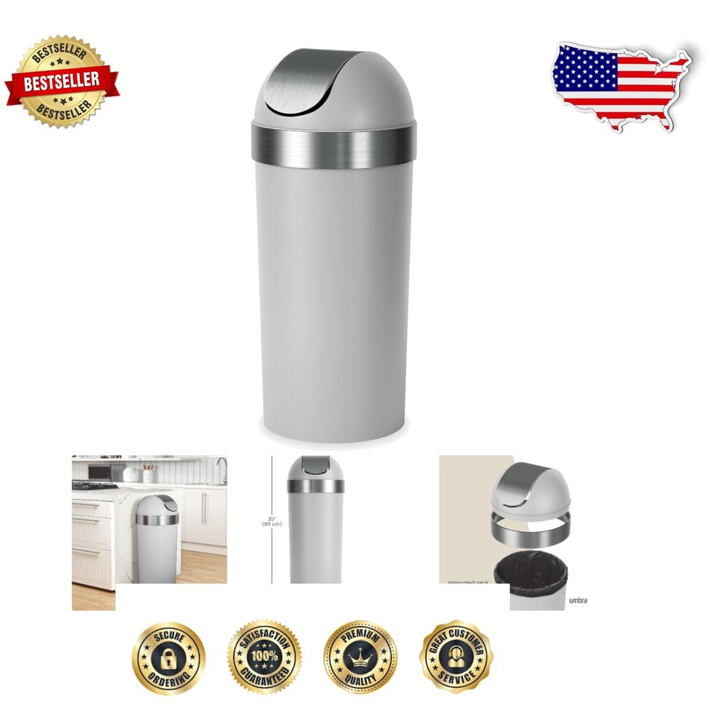 Modern 16.5-Gallon Catch-All Trash Can with Swing Lid for Elegant Spaces