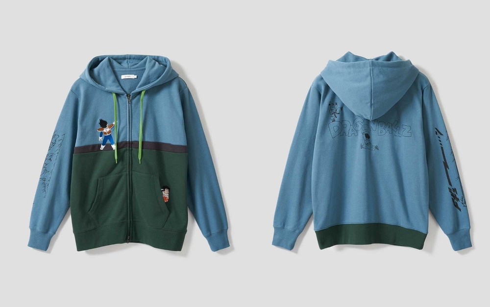 Graniph Dragon Ball Z Vegeta Fleece Zip Hoodie with Hidden Dragon Ball Design