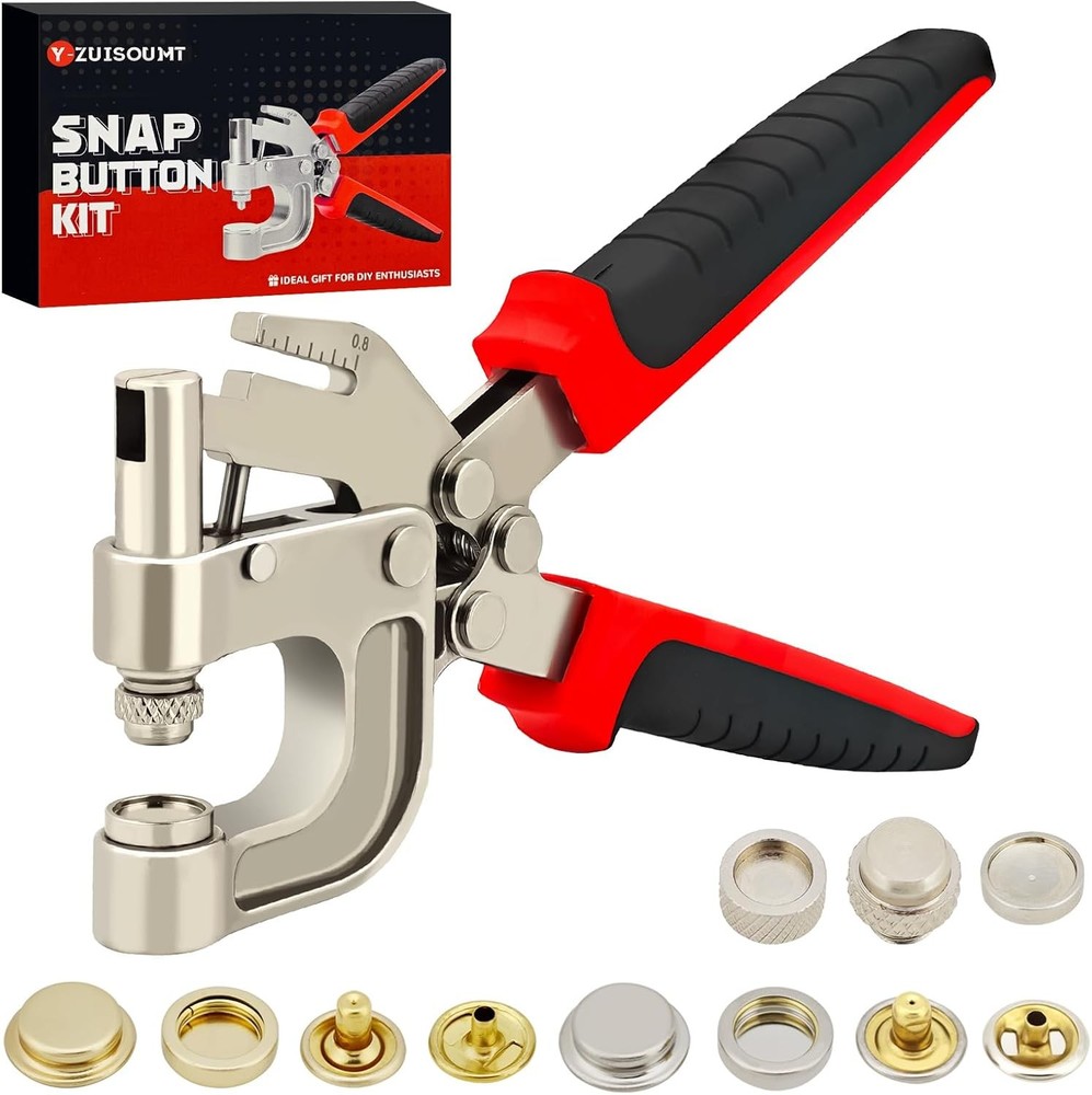 Heavy Duty Snap Button Kit with Built-in Hole Punch and 20 Fasteners
