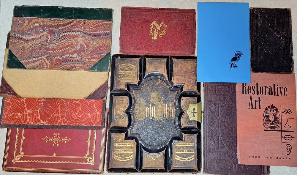 Antique & Vintage Book Cover Lot Of 10 Front & Back Covers W/Antique Bible Cover