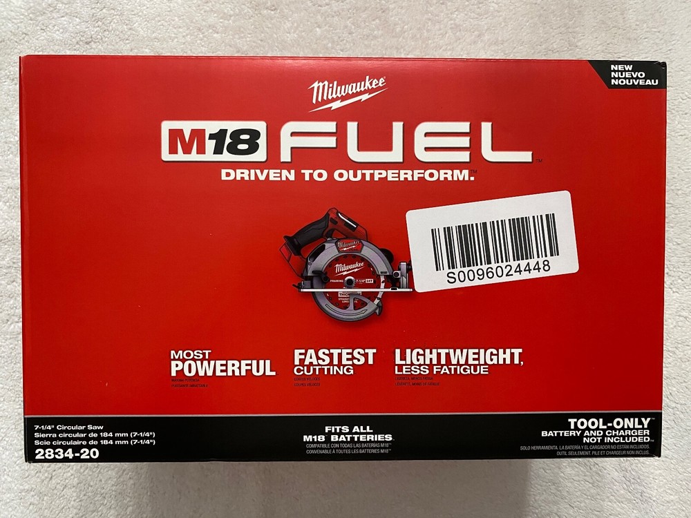 New Milwaukee Fuel 2834-20 18V  M18 7-1/4” Cordless Circular Saw & Blade (NIB)