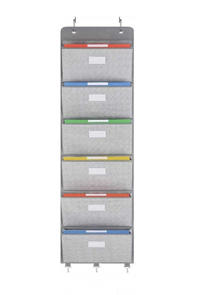 Over The Door File Organizer - 6 Extra Large Pockets Hanging Wall Mounted Sto...