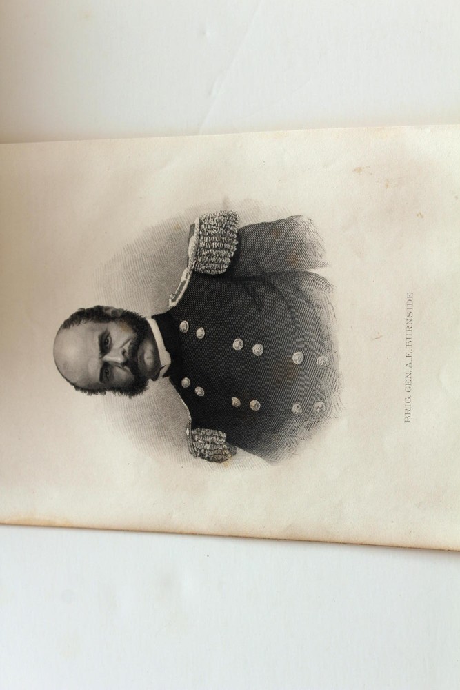 1866 Authentic Civil War Steel Plate Engraving of General Burnside - Fine Antique Collectible