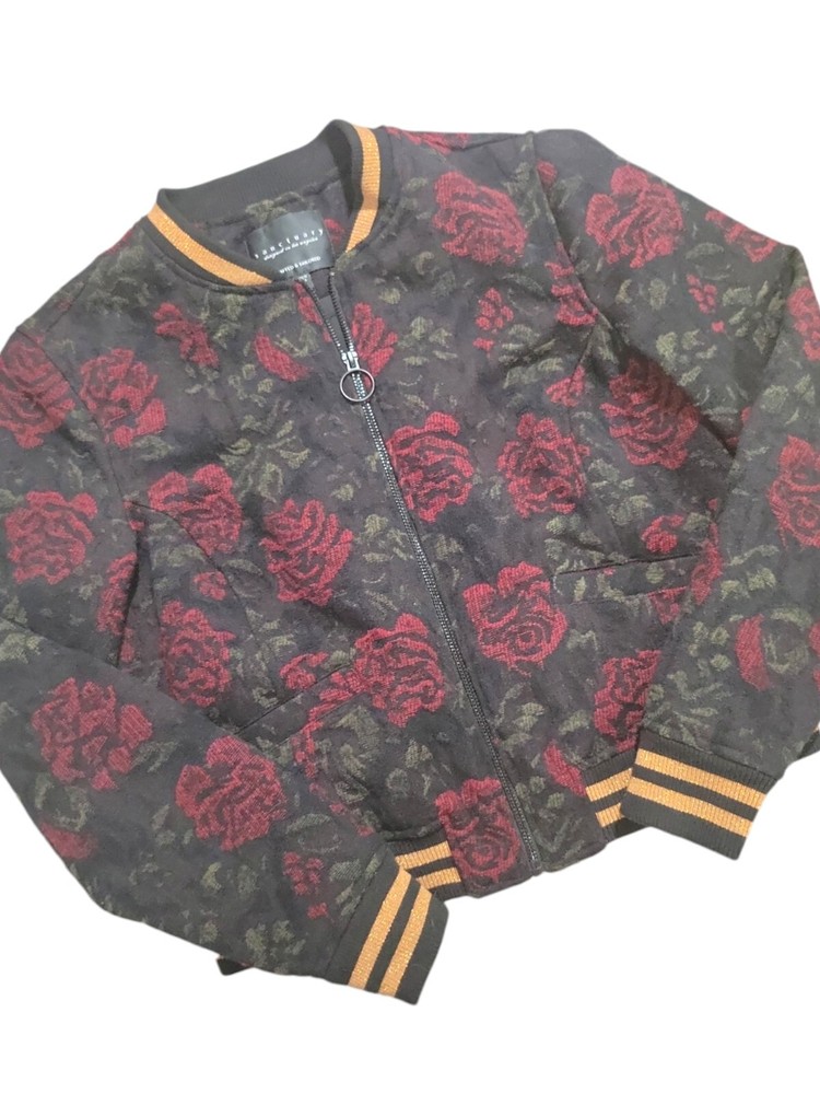 Sanctuary Women's Rose Seduction Floral Tapestry Bomber Jacket Size Sm Full Zip-image
