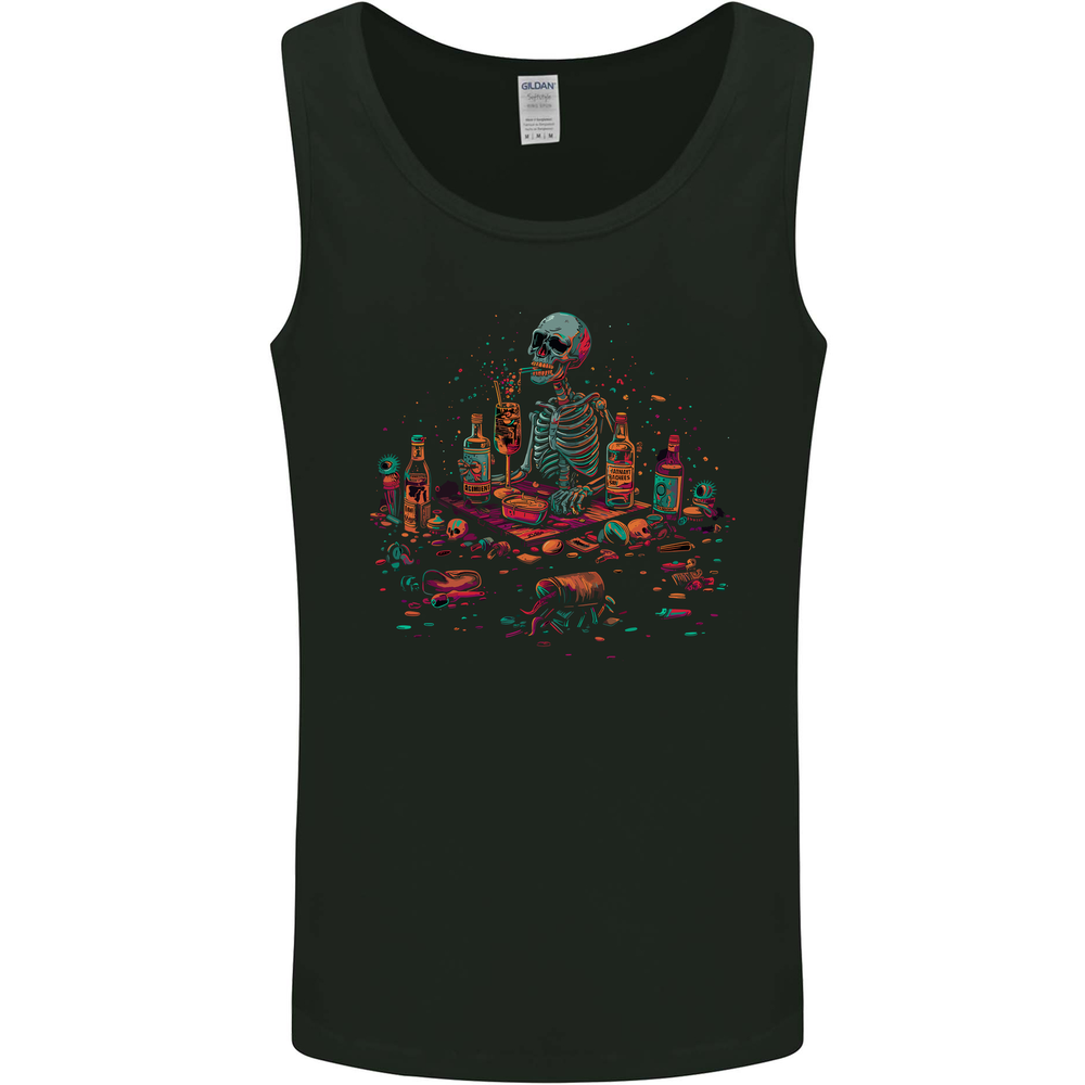 Debauchery Death Skull Alcohol Beer Weed Mens Vest Tank Top