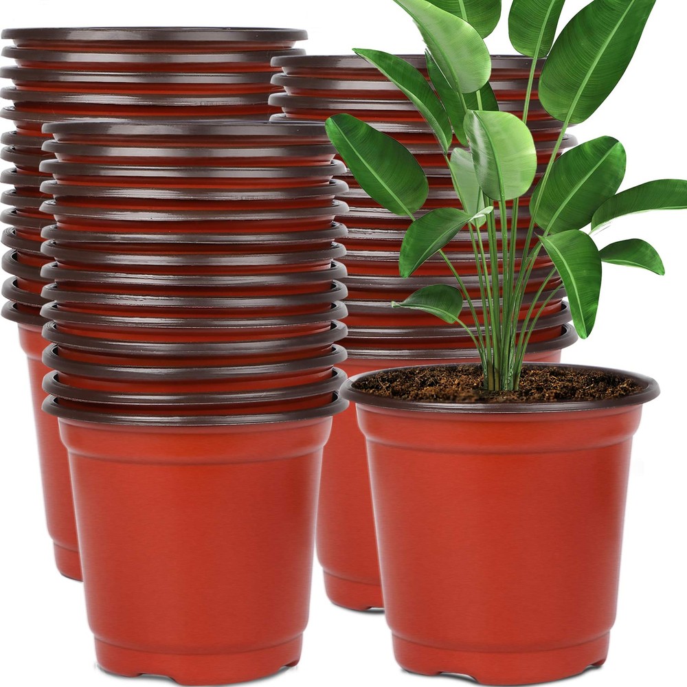 130 Packs 6 Inches Plastic Plant Nursery Pots, Starting Pot Flower Container ...