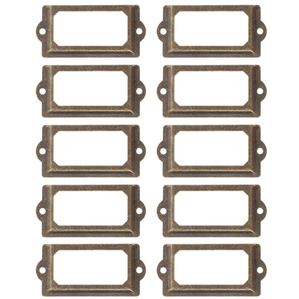 12PCS Metal Label Holder Cupboard Handles Vintage Metal Label Frame